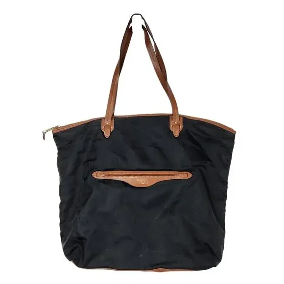 Lauren Ralph Lauren Nylon Tote Bag Zipper Top Black - Picture 1 of 6